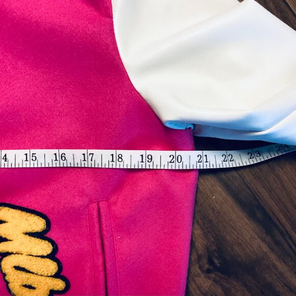 Daisy Women's Varsity Patch Casual Bomber Jacket in Pink/Multi  XL - Picture 8 of 9